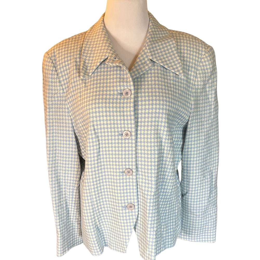 Pendleton Women’s‎ Vintage Light Blue and White Virgin Wool Jacket Size 18